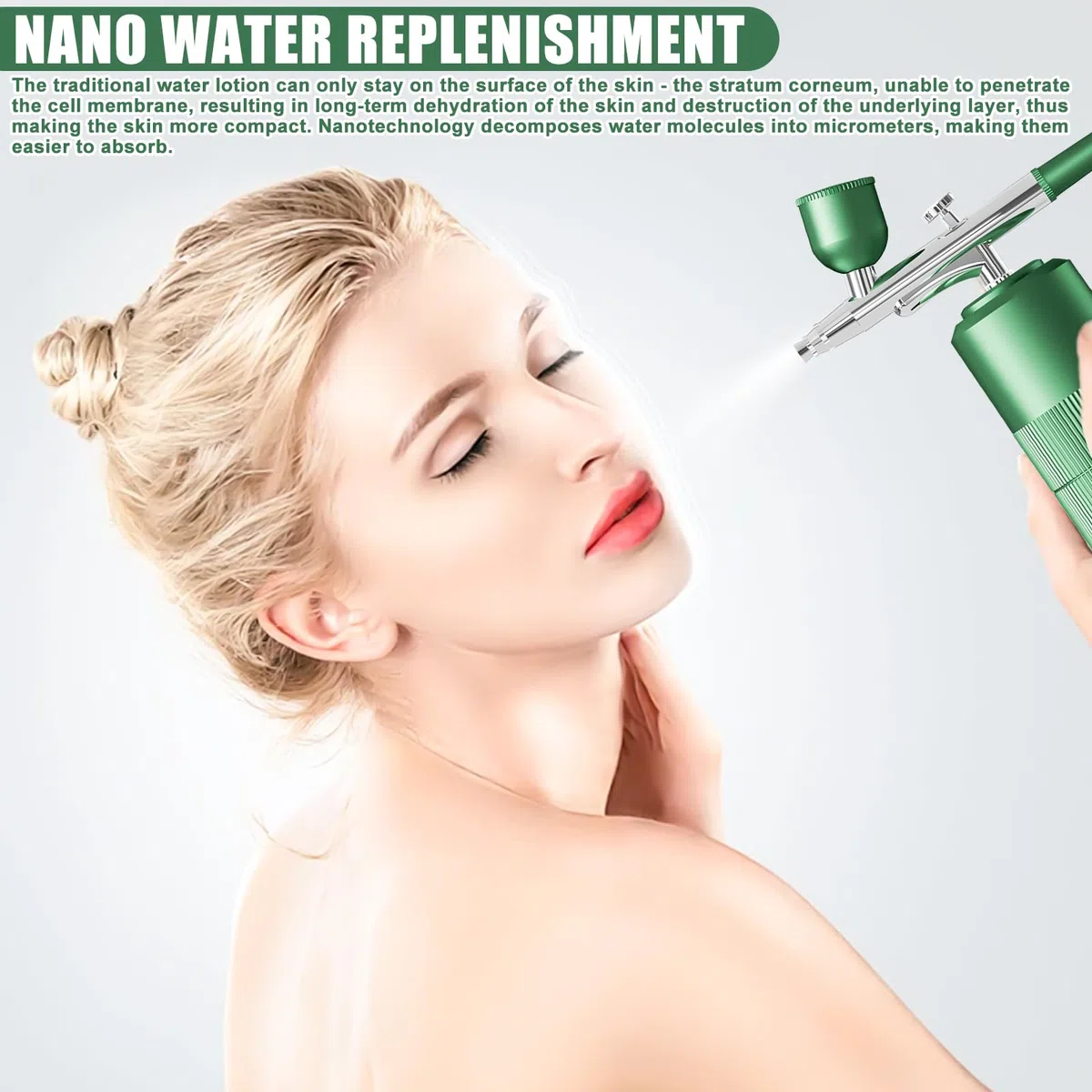 Airbrush Set mit Kompressor, Tragbare und Kabellose Airbrush, Multi Funktion Handheld Airbrushpistole, für Nageldesign Kuchendekoration, Makeup, Modellfärbung, Tattoo-Modellierung (Grün)