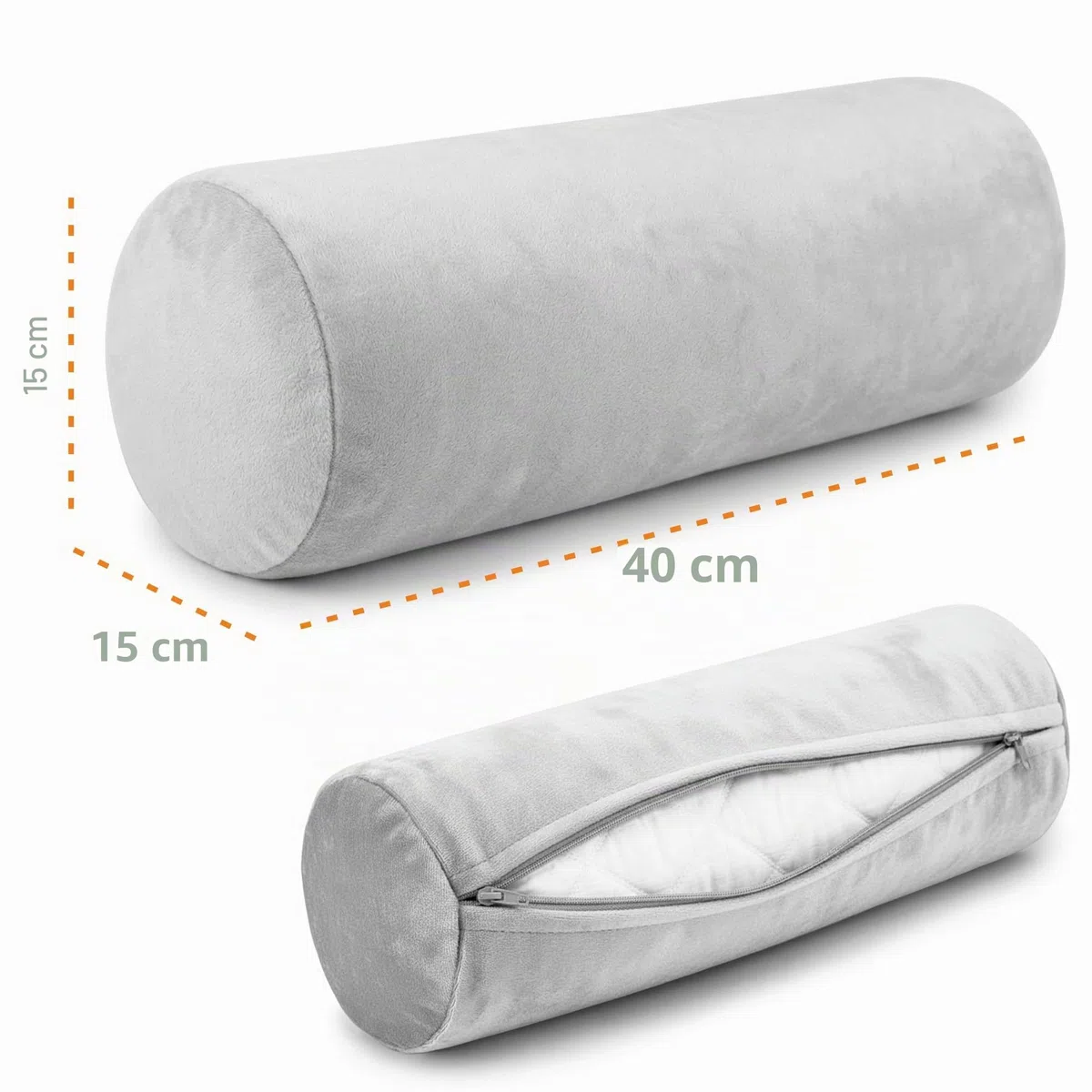 Totsy Baby Nackenrolle mit Bezug Yoga Bolster Knierolle Lagerungsrolle 40x15 cm - Nackenkissen Kissenrolle Yogabolster Kniekissen Zierkissen und kleines Kissen Lange Rolle Beige Velvet
