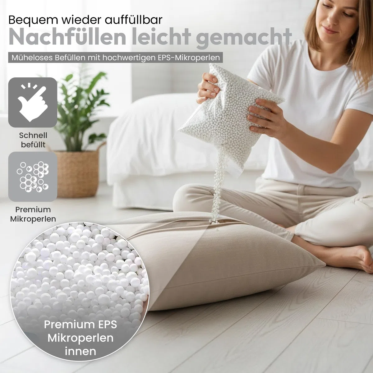 LAZY BAG Original EPS Perlen Sitzsackfüllung Sitzsack Styropor-Kügelchen Nachfüllpack Füllung für Sitzsäcke Sitzkissen Nackenkissen UVM. (100 Liter)