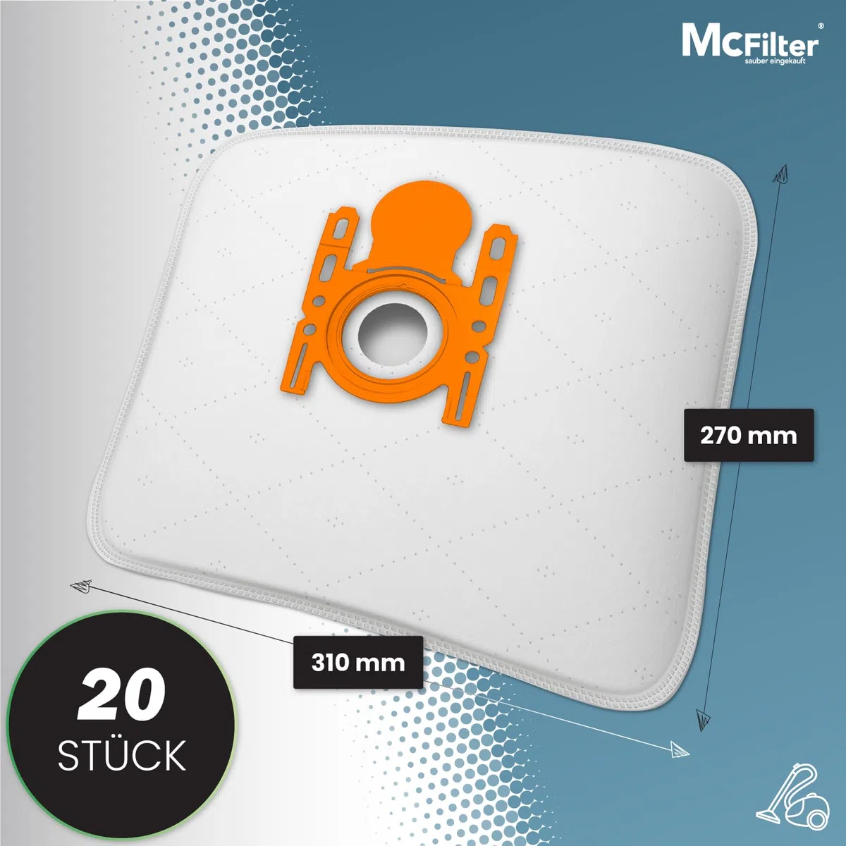 McFilter I 20 Staubsaugerbeutel kompatibel mit Swirl S62, S67, S73 I geeignet für Siemens, Bosch I S 62 S 67 S 73 I 5-lagig I inkl. 2 Mikrofilter, Kunststoffdeckscheibe & Klappverschluss
