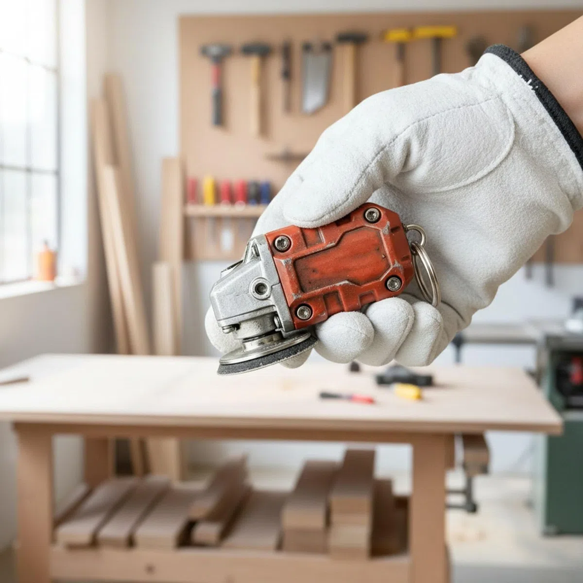 Mini-Multifunktions-Werkzeug-Schlüsselanhänger im Grinder-Design, kreative Grinder-Form Handtaschenanhänger, leichter 2-in-1 Schleifspielzeug-Schlüsselring, perfekt for Technikliebhaber-Orange*2