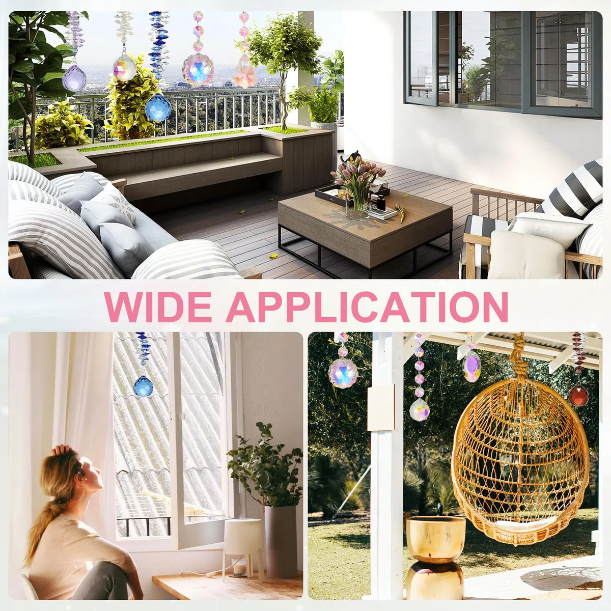 PATIKIL Kristall Sonnenfänger DIY Sonnenfänger 1 Stück Hängender Fensterball Prisma Mit Kette Für Zuhause Garten Deko Frauen Basteln Blau