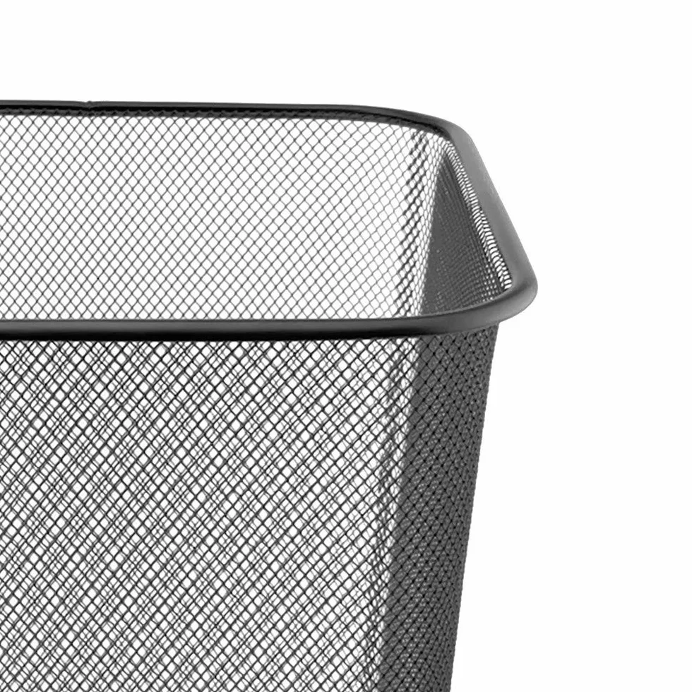D.RECT Papierkorb Büro 18L - Abfalleimer, Papierkorb aus Drahtgeflecht Mülleimer, Papiereimer - Metall Büroeimer Mesh Eckig, Schwarz