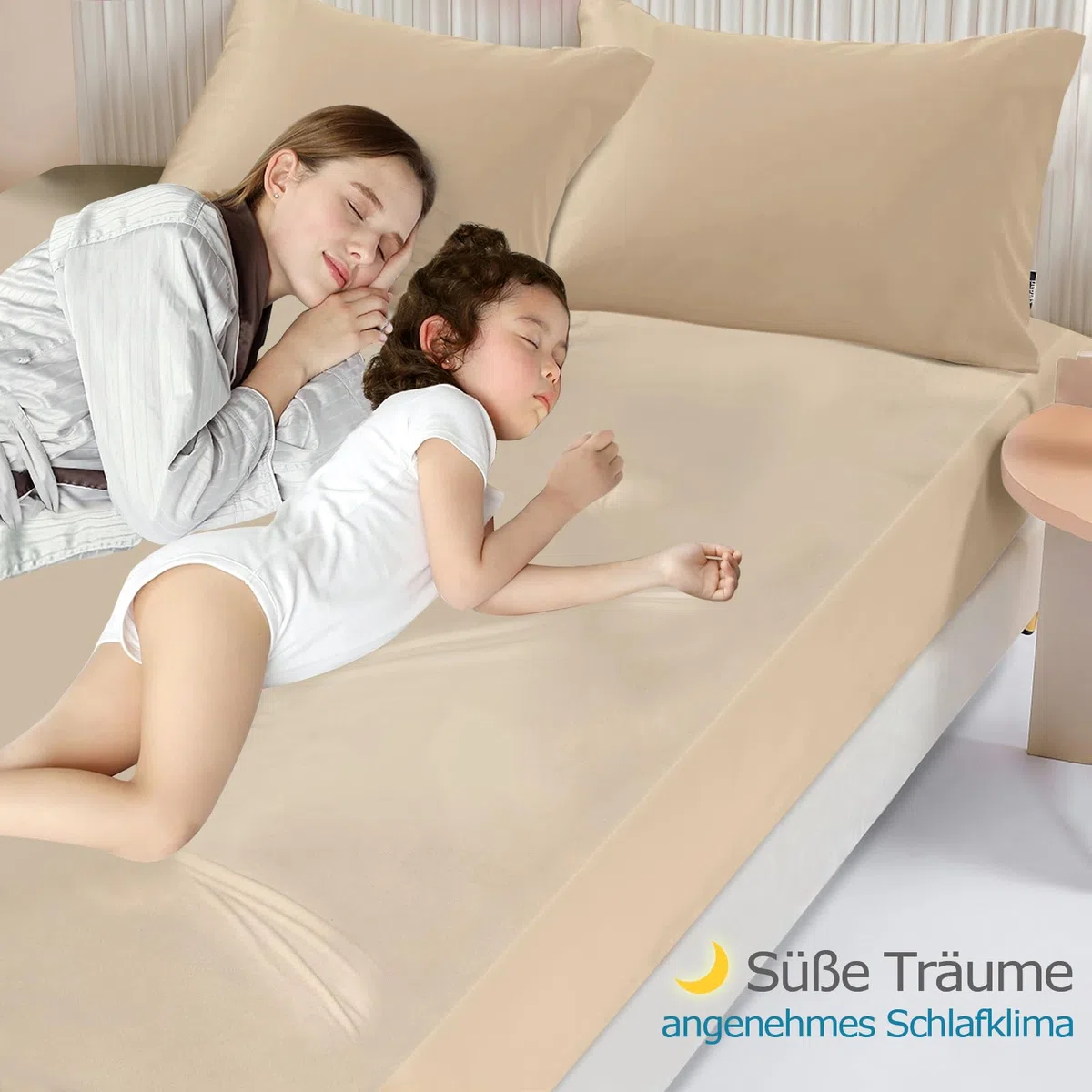 Matratzenschoner wasserdicht 90x200cm spannbettlaken, Atmungsaktive Matratzenauflage, Inkontinenzauflage, Wasserdichter Matratzenbezug-Schutz Nässeschutz Spannbetttuch - Sand