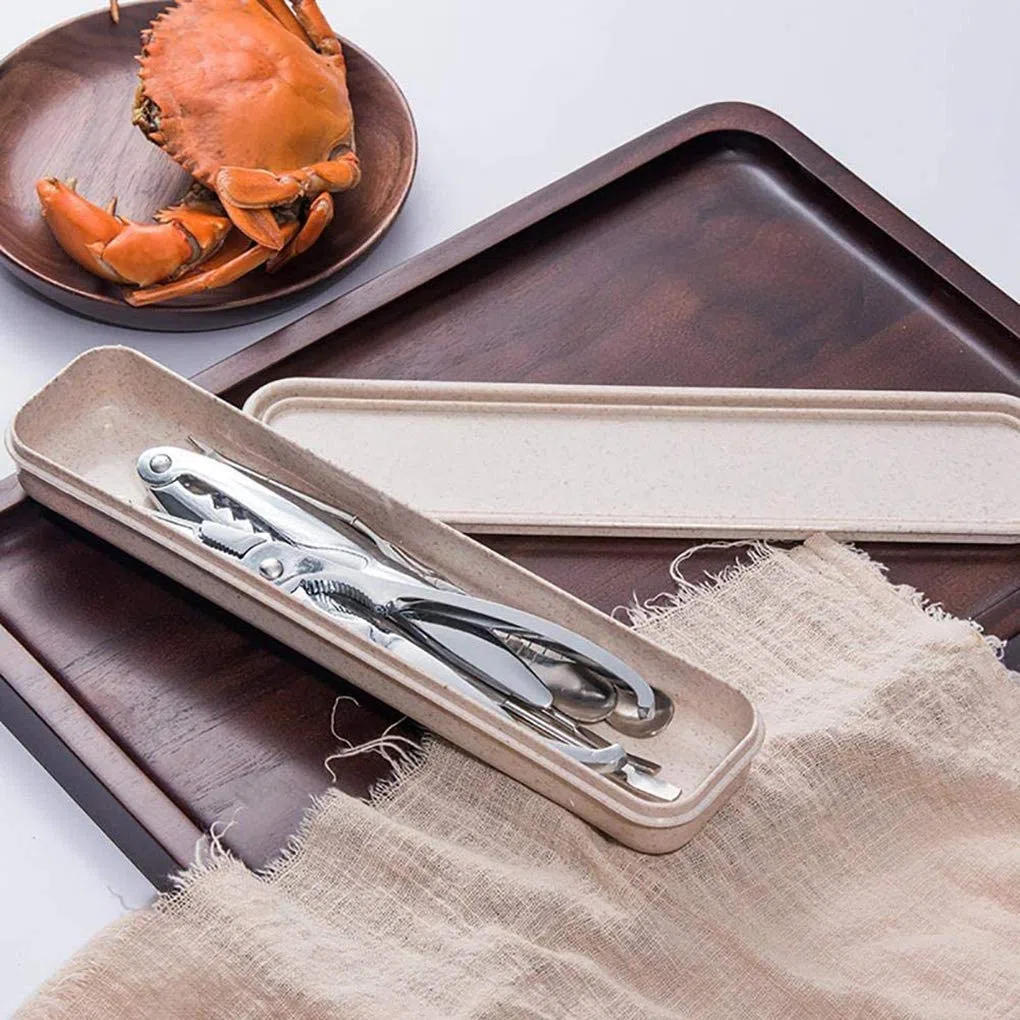 6 Stück Meeresfrüchte-Werkzeuge Edelstahl Meeresfrüchte-Werkzeug-Sets, mit Aufbewahrungsbox, 2 Stück Hummer-Cracker und 4 Stück Edelstahl Meeresfrüchte Gabeln