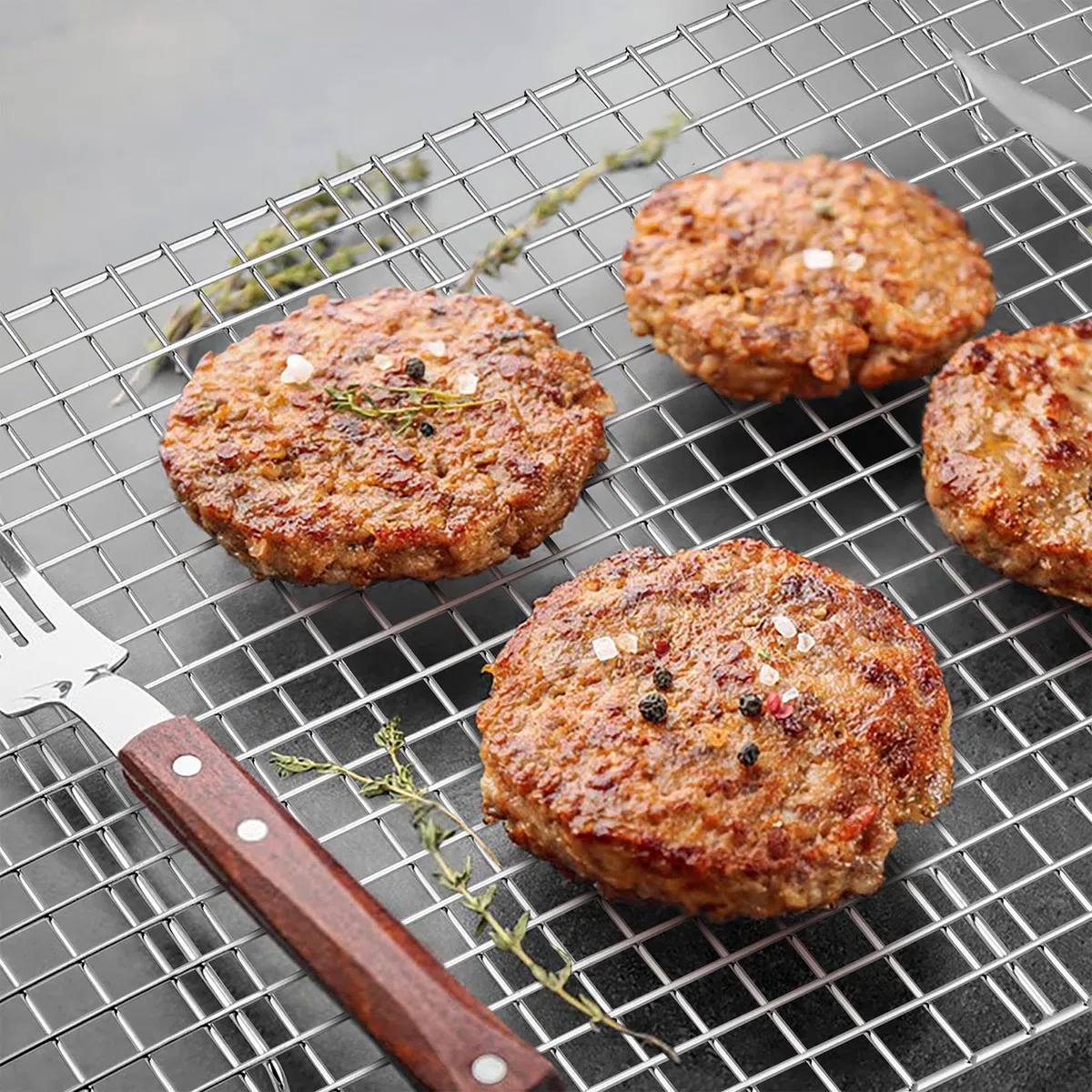 TEAMFAR Abkühlgitter, Rechteckig Edelstahl Kuchengitter Auskühlgitter, 2 Stück Mehrweg Backgitter für Backen Grillen Kühlen, 38,9cm*28,5cm*2cm, Gesund & Langlebig, Spülmaschinenfest