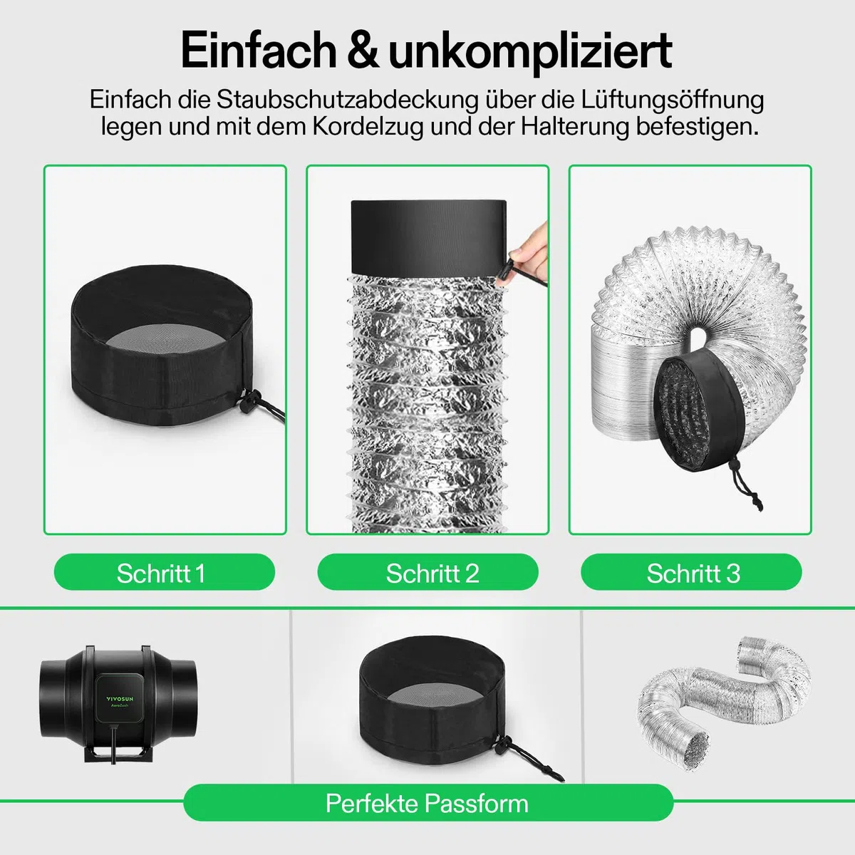 VIVOSUN Set mit 2 Belüftungsabdeckungen für Wachstumszelte von 10,2 cm/15,2 cm/20,3 cm mit elastischem Band und fester Schlaufe für die Belüftung von Wachstumszelten