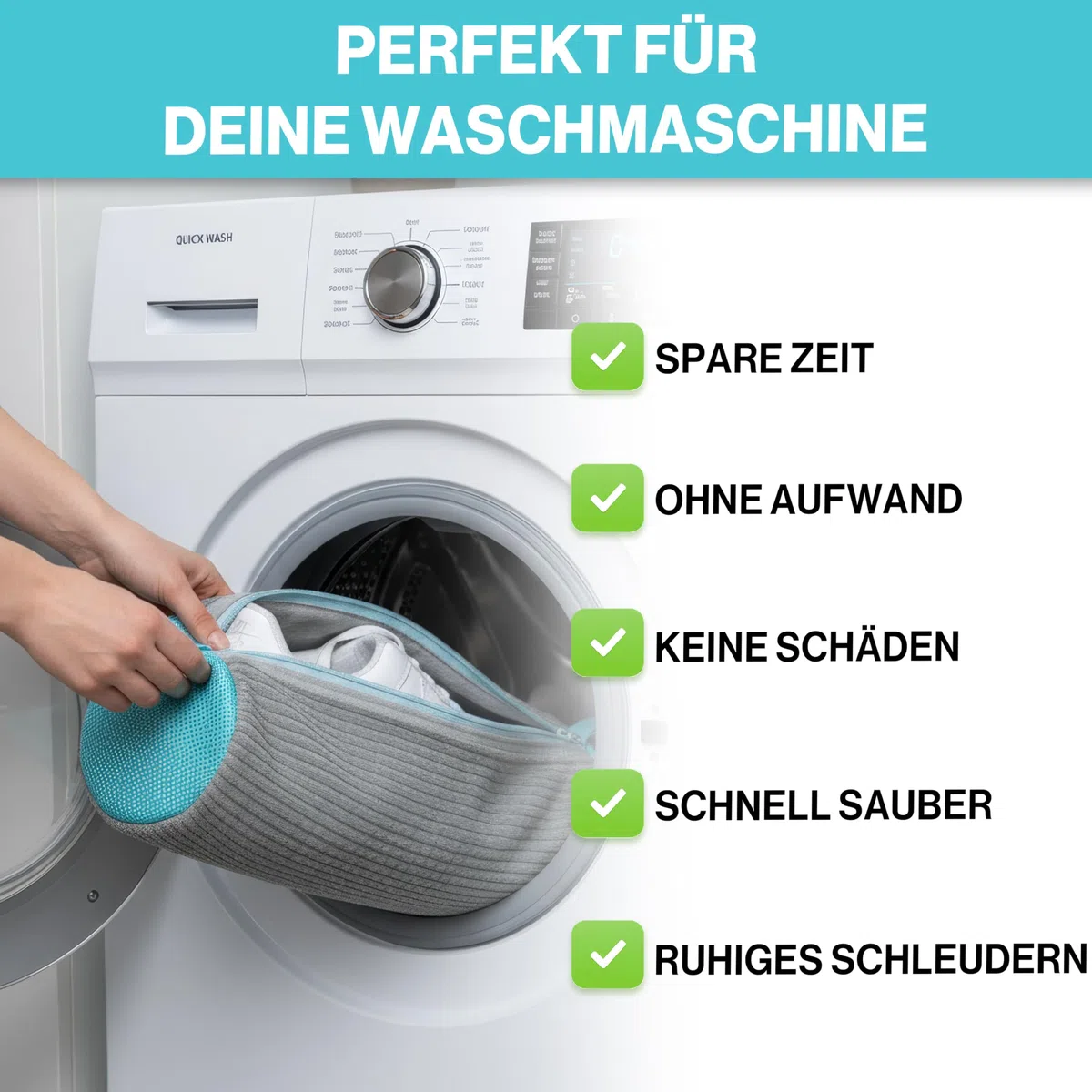 Schuhwaschbeutel Waschmaschine 39x19cm (2 Pcs) Testsieger, Extra Schonend, ALLE Schuhe & Größen, wiederverwendbar | Wäschenetz Schuhbeutel Schuhnetz Waschbeutel ideal für saubere Schuhe & Sneaker