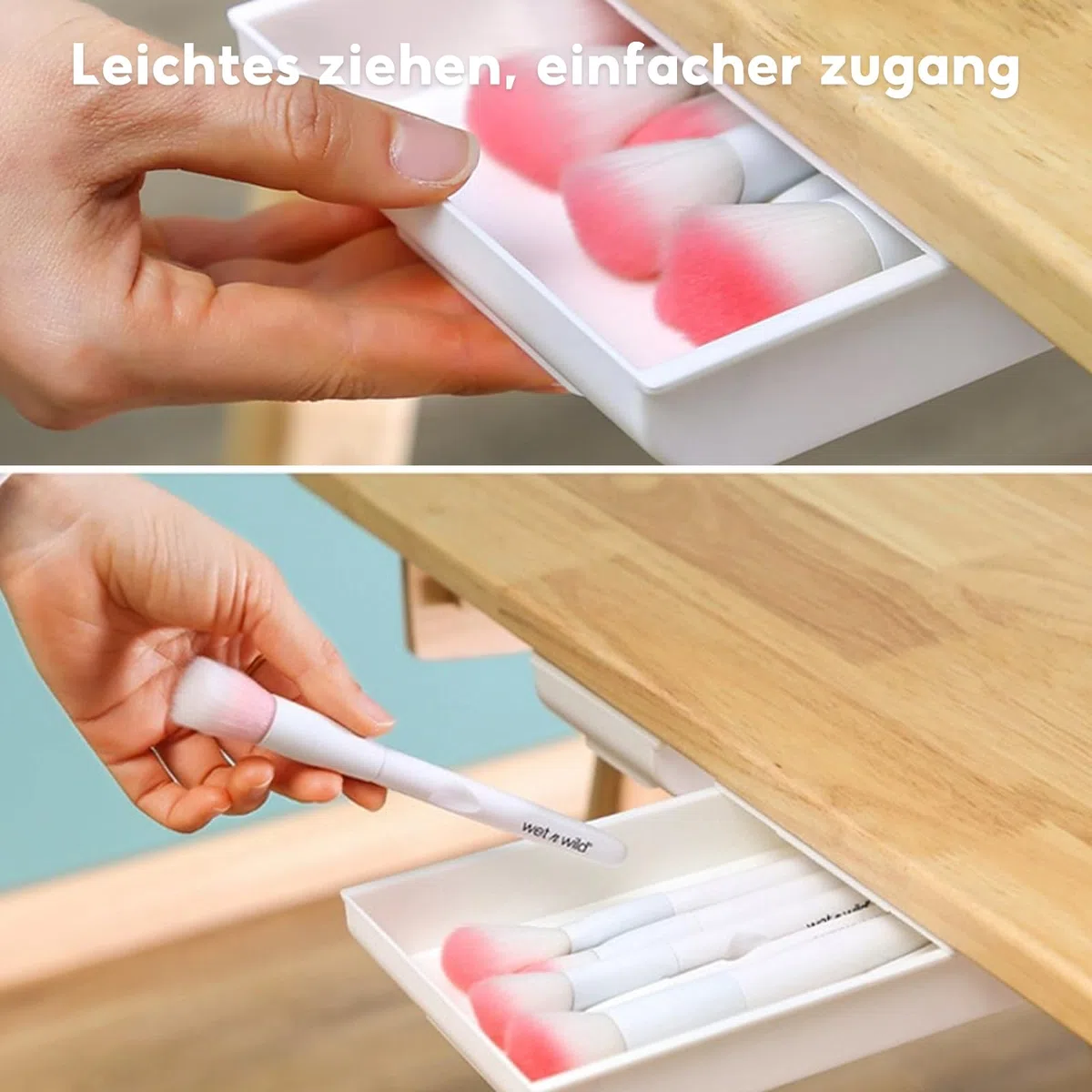 2 Stück Selbstklebende Schubladen Versteckt unter dem Schreibtisch Mini Aufbewahrungsbox für den Schreibtisch, Weiß
