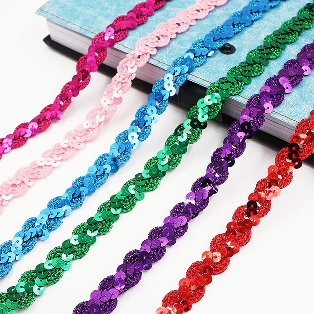 25M Paillettenband Glitzer Pailletten Bänder Zierband Paillettenbesatz Applikation Dekoband Paillette Trim Glänzendes Borte Bling Ribbon Nähen Handwerk Zubehör für Kleid Stirnband Golden