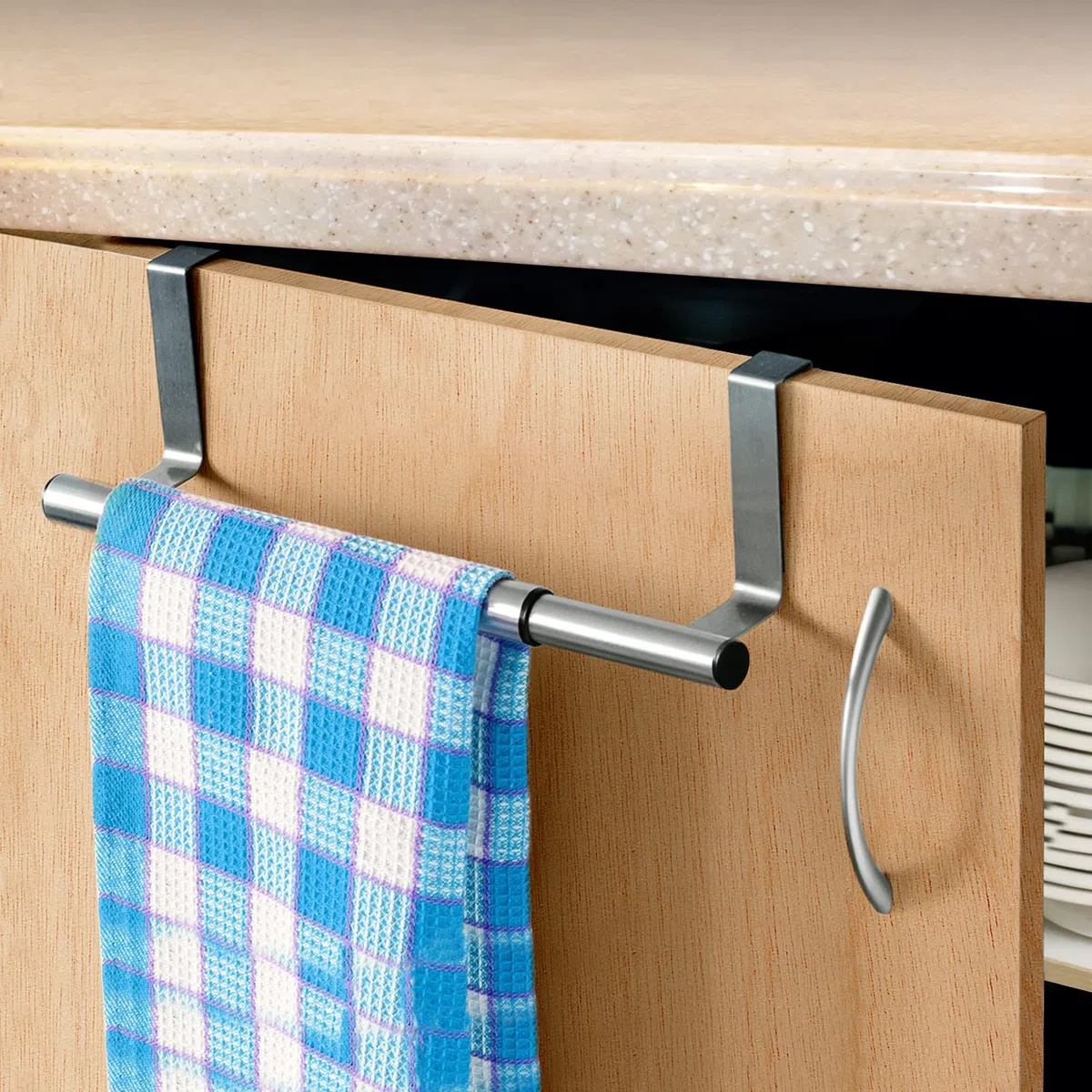 Tatkraft Spread | Türhandtuchhalter, Handtuchstange Teleskop | Gebürsteter Edelstahl | Solide, Ausziehbar, Zum Einhängen | 25-40 x 8 x 9 cm