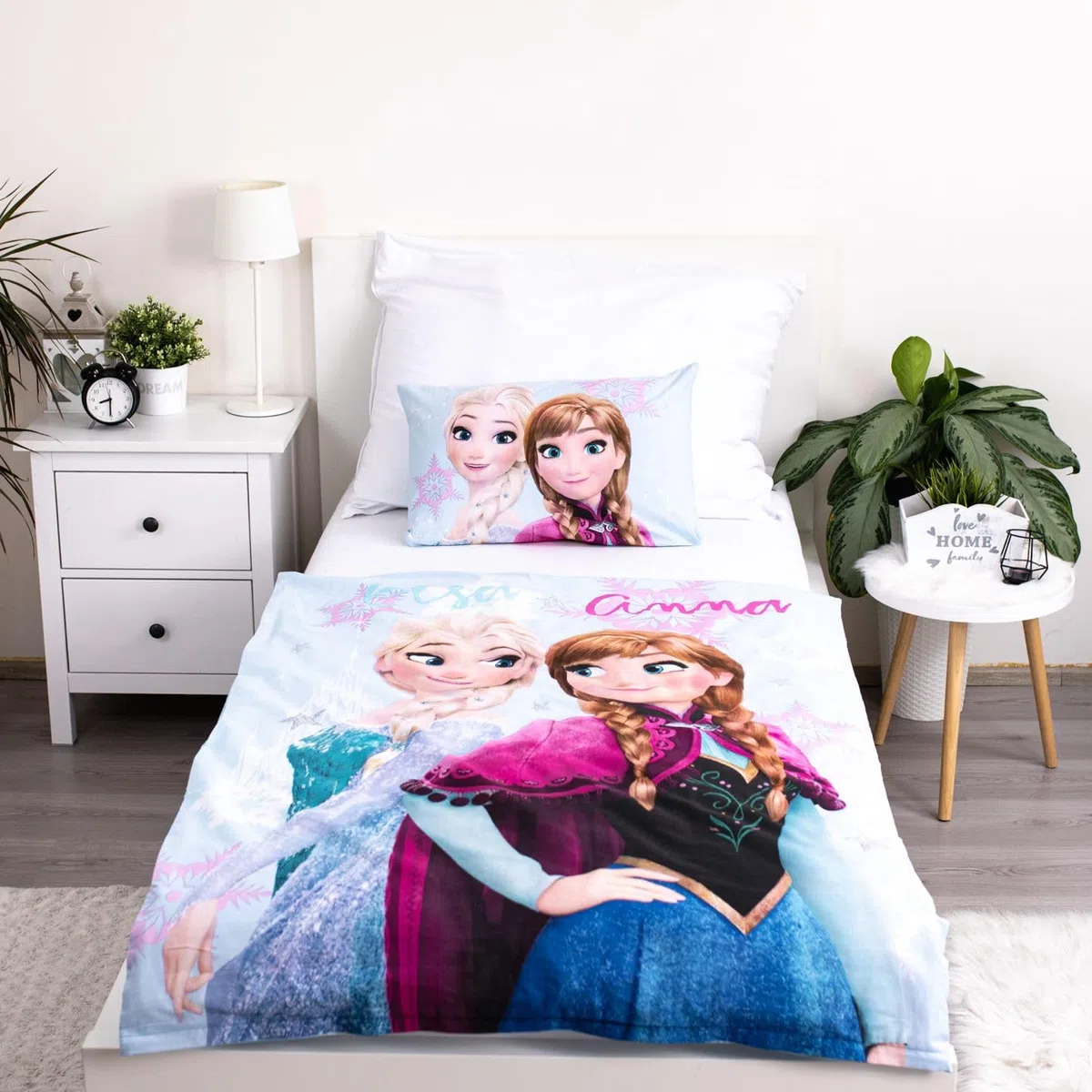 Eiskönigin Babybettwäsche 100x135 + Kissenbezug 40x60 Hellblau ELSA | Wendbare Baby-Bettwäsche | Naturbaumwolle weich atmungsaktiv | Anna Olaf Disney | Mädchen 0-3 | Kinderbett | Geschenkidee