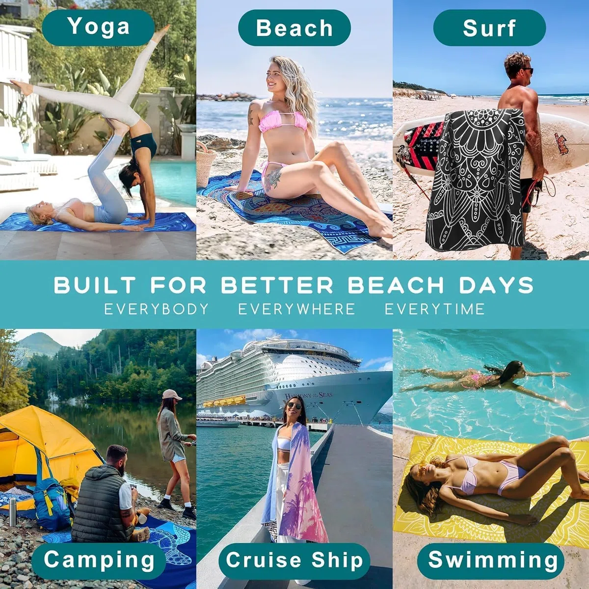 Strandtuch Mikrofaser Badetuch Groß 180x80 2 Set Strand XXL Strandhandtuch Saunahandtuch Strandtücher Sandfrei Saunatuch Microfaser Handtuch Beach Towel Zubehör Schnelltrocknend Strandlaken