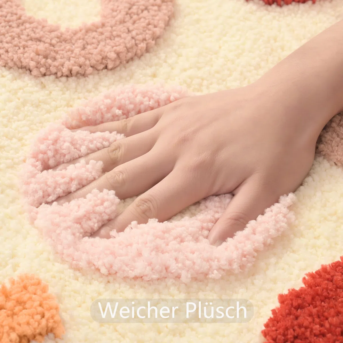 QJHOMO Beige Badezimmerteppich Bunt Badematte rutschfest Waschbar Badteppich niedlich Bad Deko Spaßig Badvorleger Weiche Mikrofaser Duschvorleger Absorbierende Badezimmer Teppich 40 x 60 cm