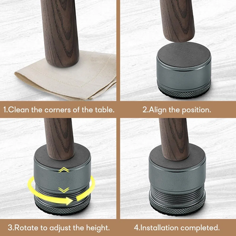 4 Stück Möbelfüsse, Betterhöhung, Möbelfüße, Metall Möbelerhöhung, Selbstklebender Höhenverstellbare Füße für Möbel, Stühle, Tisch, Schrank, Schreibtisch, Sofa (Grau, L)