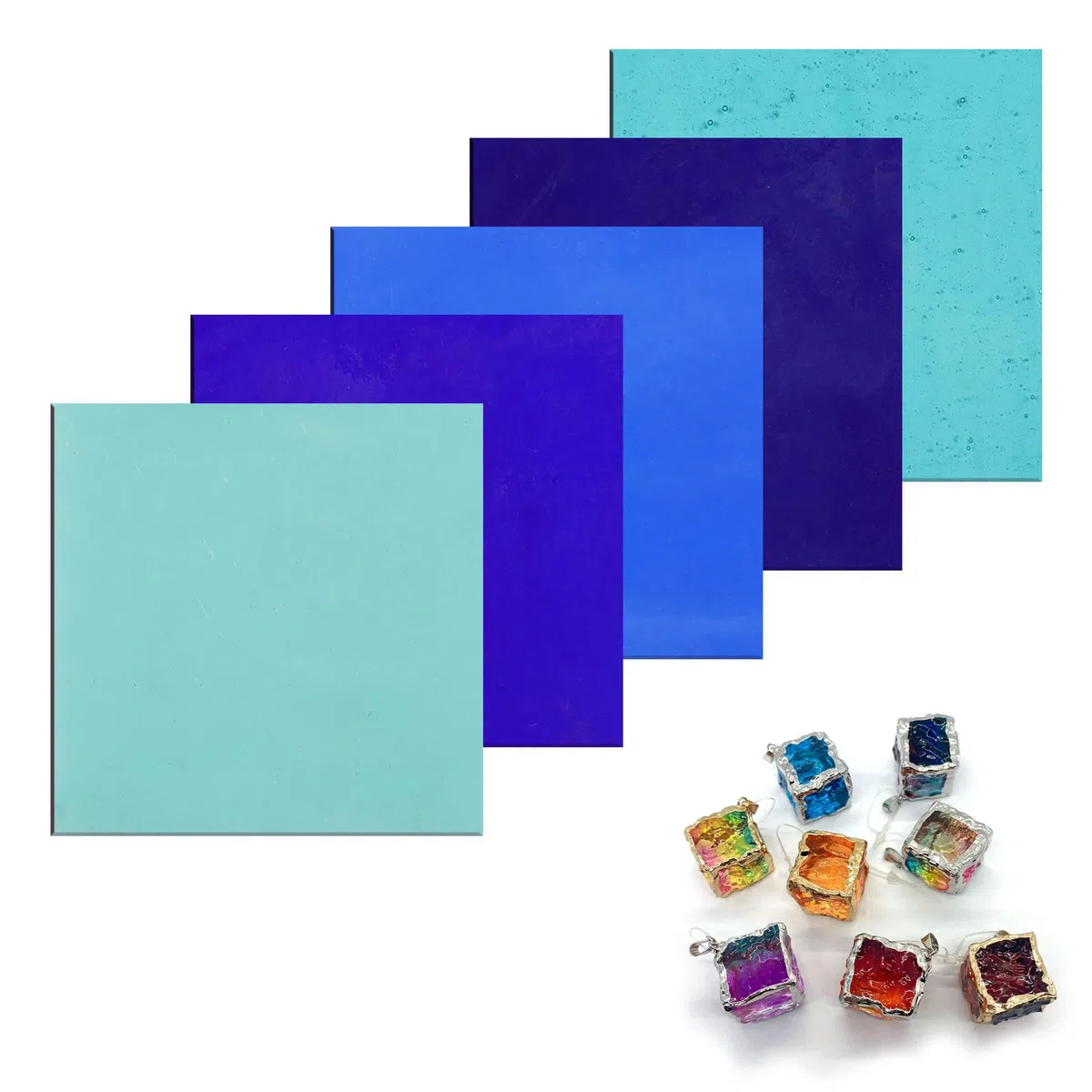 5 Blatt Schmelzglas, schmelzbare Buntglasscheibe, 5 Farben, quadratische Glasscheibe für Mikrowelle, Ofen, Schmelzversorgung, DIY-Schmuckherstellung, Zubehör, 5 x 5 cm