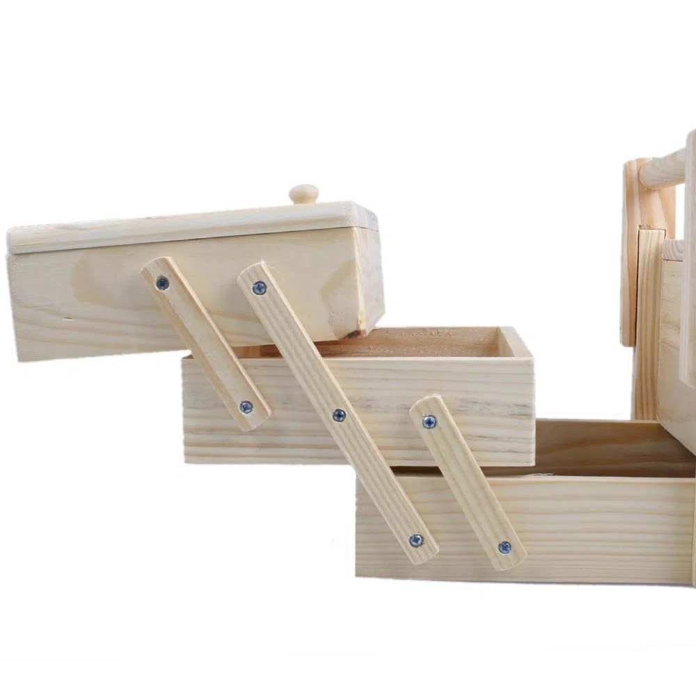 BBTrade Sales Nähkasten aus Holz, 1 - Pack, Beige