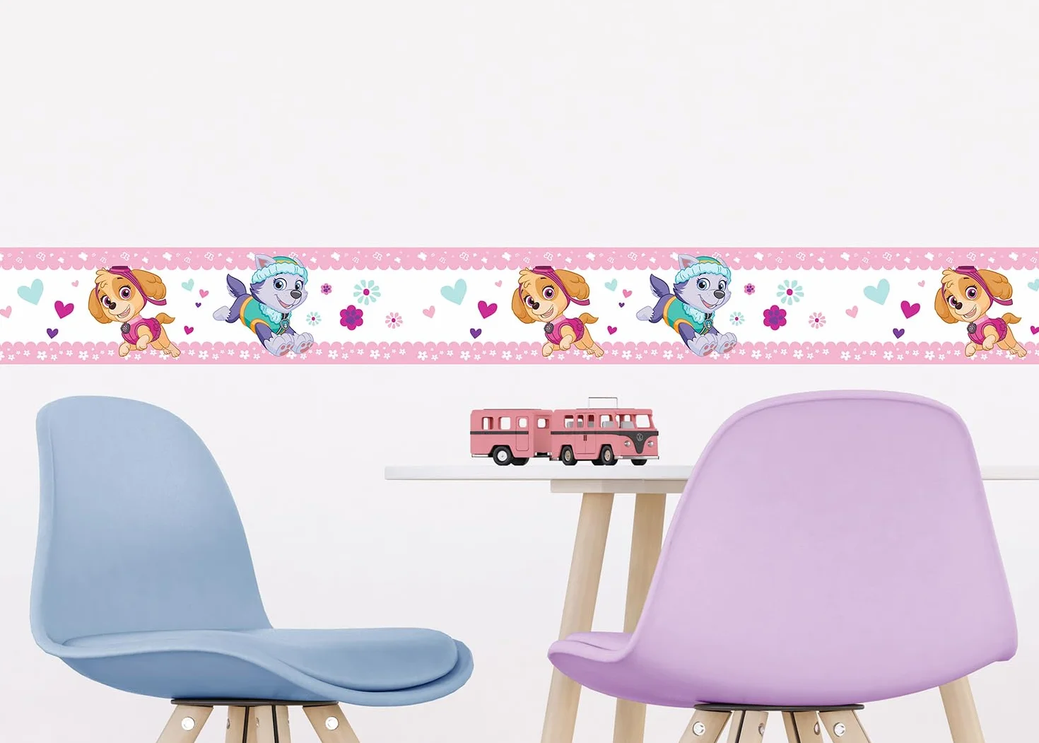 AG Design Selbstklebende Bordüre Paw Patrol Pup Power, AWBD 8014 | Wasserfest Kinderzimmer Wand Dekoration | Wandbordüre für Mädchen und Junge | Folie, Mehrfarbig | Breite 500 cm x Höhe 13.8 cm