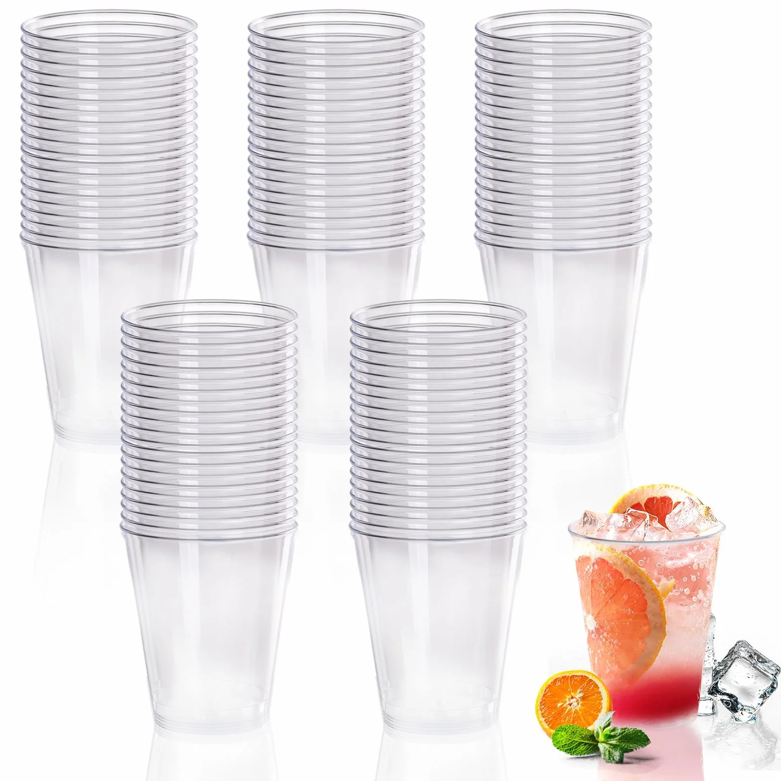 Gucass 100x Plastikbecher, 0.1L Trinkbecher aus Hartplastik Mehrwegbecher Partybecher, Kunststoffbecher Cocktailbecher für Champagner Bier Getränk, Plastic Cups für Party Geburtstag Hochzeiten, 100ml