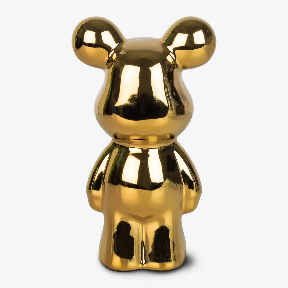 Bär-Statue aus Keramik – Hochglänzende Oberfläche in edlem Gold, 18 cm hoch, dekorative Skulptur mit metallischem Glanz für Wohnzimmer, Bücherregale und Sideboards