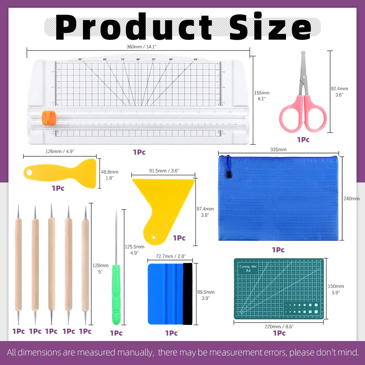 Swpeet Paper Cutter 42Pcs Präzision Handwerk Unkrautbekämpfung Tools Set, einschließlich faltbare kleine Papierschneider, Unkrautbekämpfung Haken, Messer, Schneidematte, Spatel für Vinyl