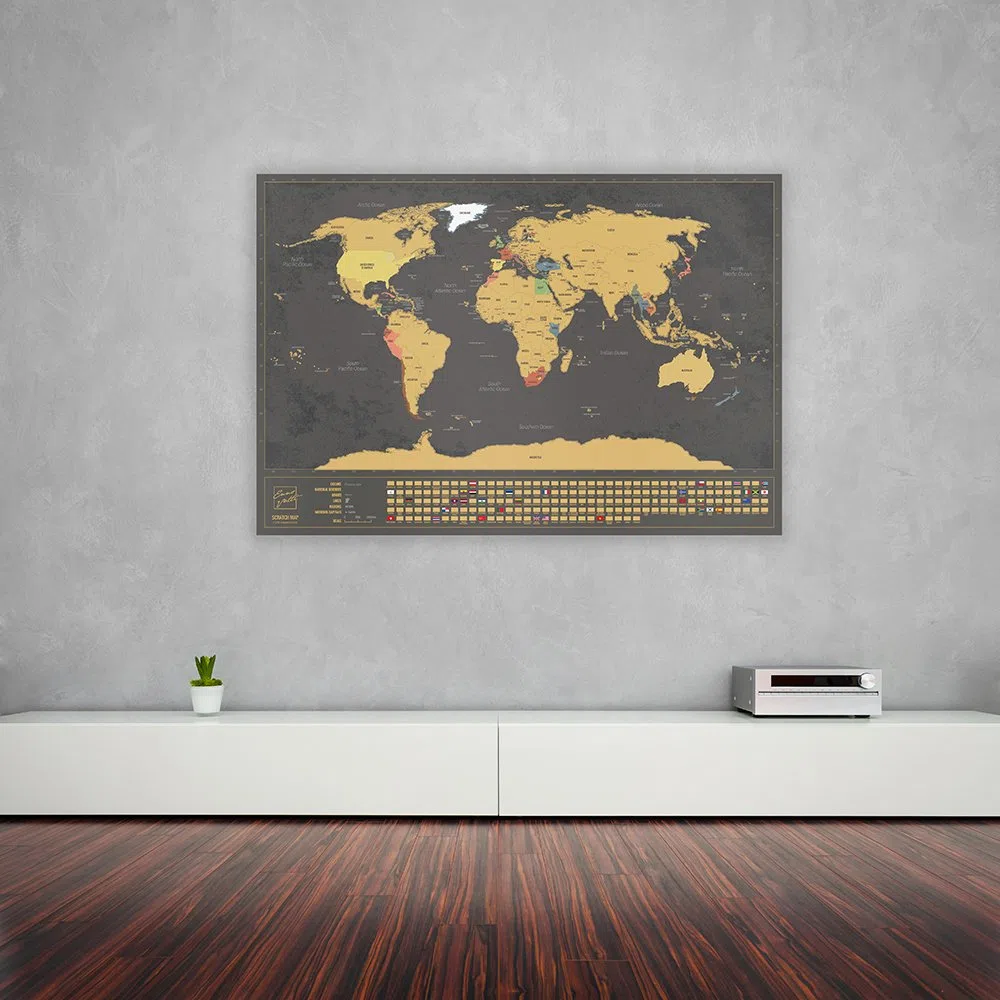 Rubbel Weltkarte (Deutsch) +A4 Rubbelkarte von Deutschland (Schwarz 84 x 58 cm)