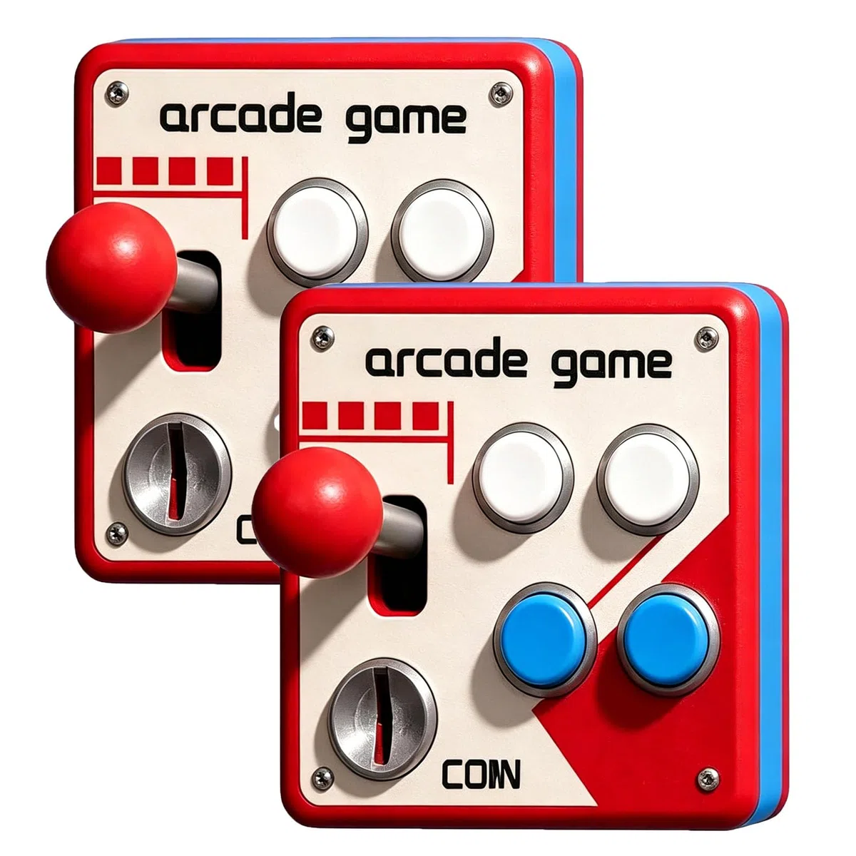 Retro-Arcade-Schalttafel, Vintage-Arcade-Wanddekoration mit klickendem Joystick und bunten Knöpfen, interaktive Klassische Spielzimmer-Wandkunst, Gamer-Geschenk für Männer (2Pcs)