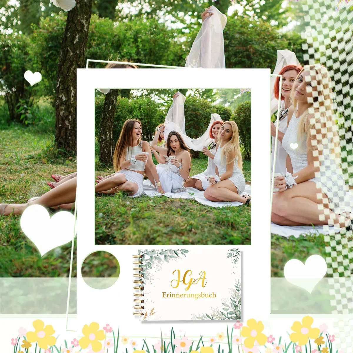 JGA Erinnerungsbuch Junggesellinnenabschied Gästebuch Frauen Eukalyptus Erinnerungsalbum JGA Geschenk für Braut Junggesellinnenabschied Brautparty Polterabend (60 Seiten)