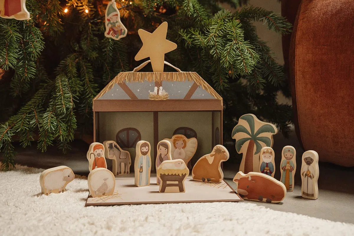 Little Dutch Krippe für Kinder mit Holzfiguren im Koffer - Weihnachten