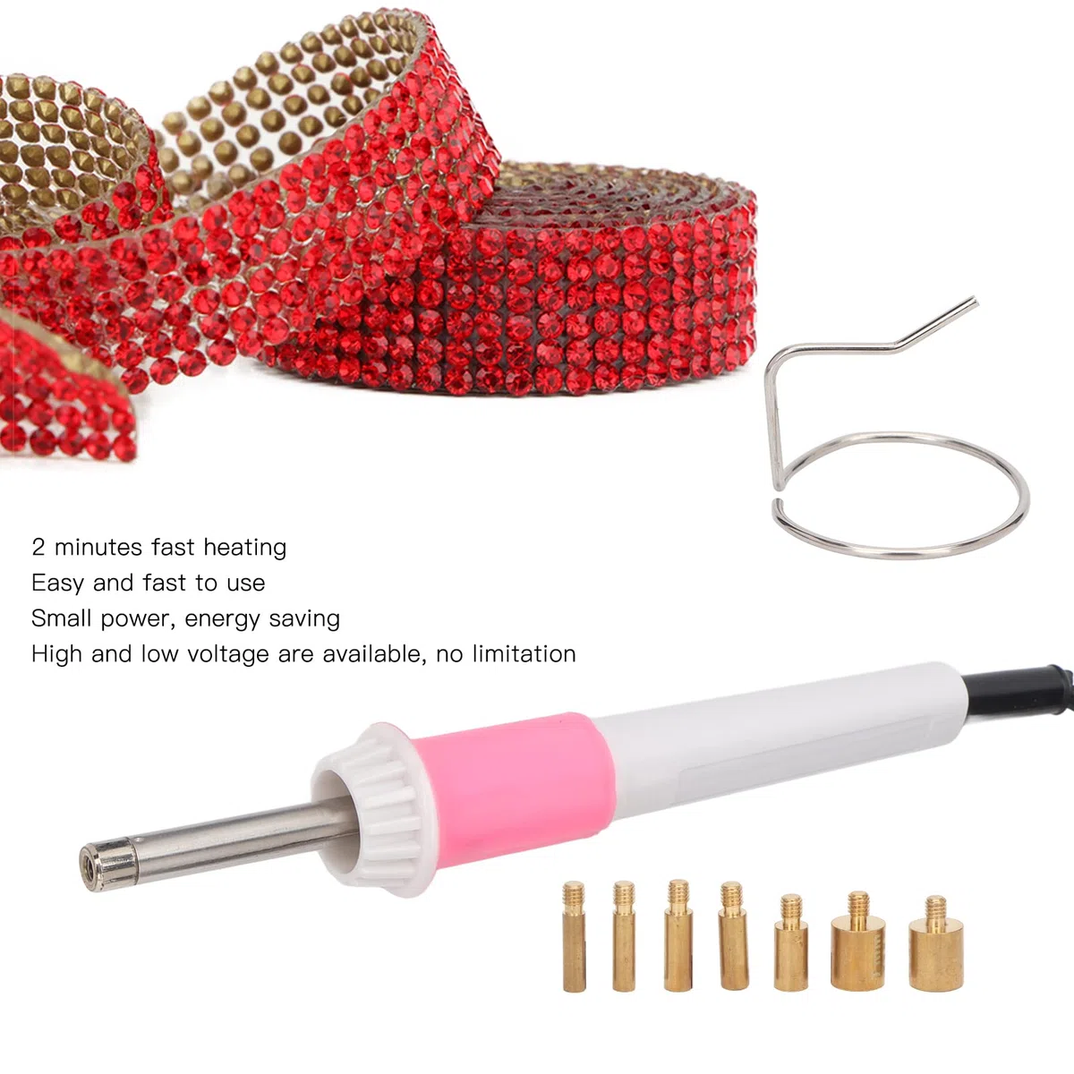 Qcwwy Hotfix-Applikator, DIY Hot Fix Setter Applikator Wand Tool Kit Set mit 7 Verschiedenen Größen Tipps DIY Crafts Hotfix Tool