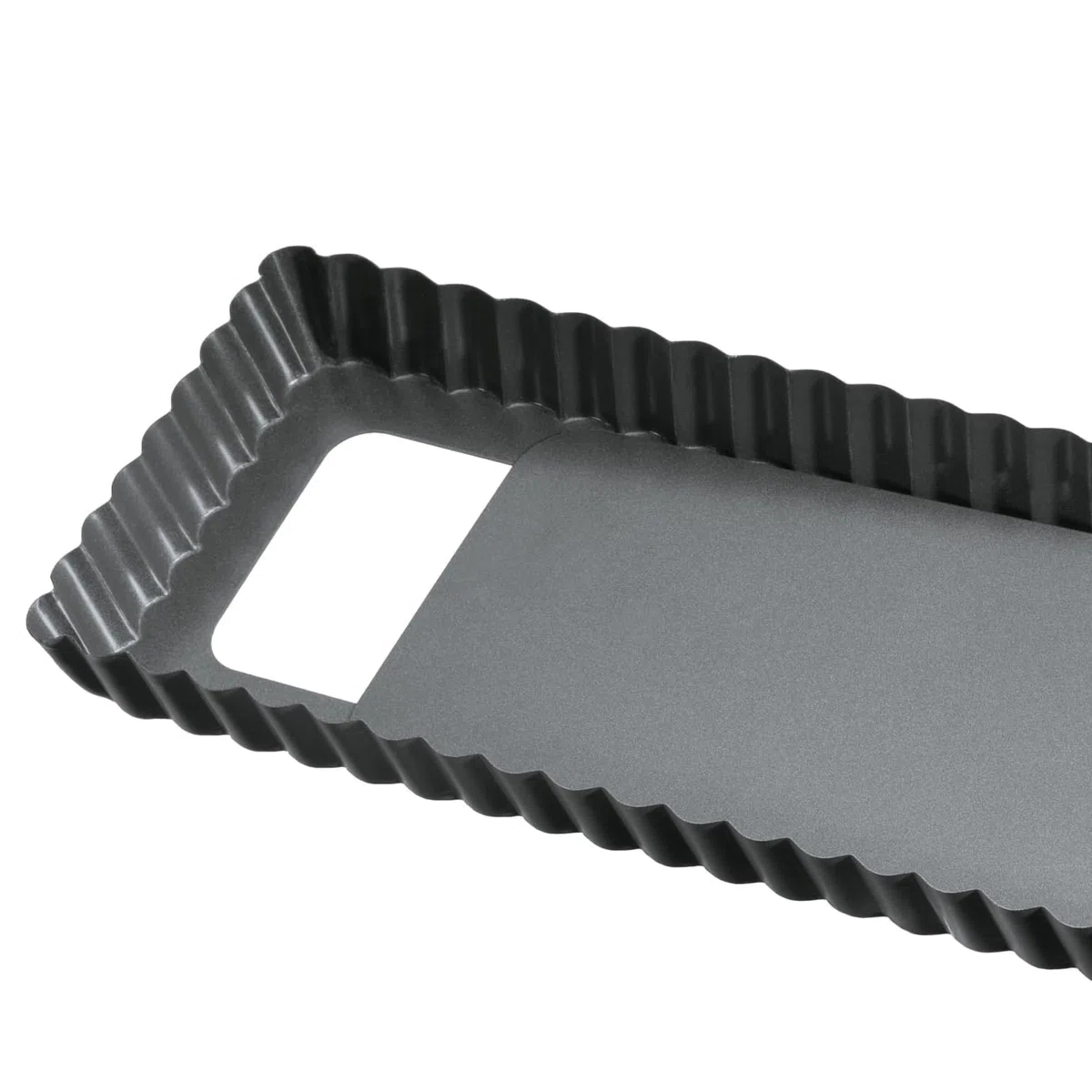 Original Kaiser La Forme Plus Tarteform rechteckig mit Hebeboden 35x13cm, Quicheform beschichtet, herausdrückbarer Emailleboden, schnittfest, servierfertig, Schwarz