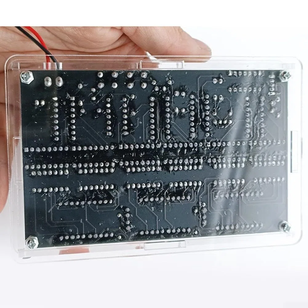 Digitale Uhren, Module, 6 Bits, digitale LED-Elektronikuhr-Kits, PCB-Lötübung, Lernbrett, DC 5–5,5 V Netzteil (Teile + Gehäuse)