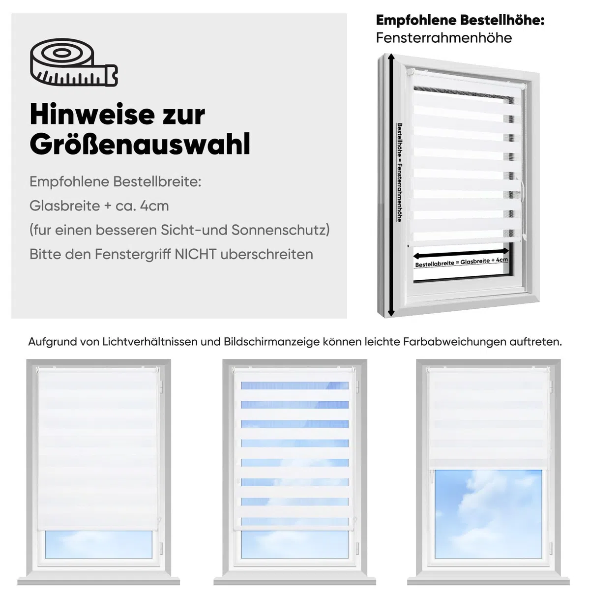 Sekey Doppelrollo Klemmfix ohne Bohren für Fenster, Doppelrollo 130 cm breit, Duo Rollo Jalousie Sonnenschutz, 130x150cm, Weiß