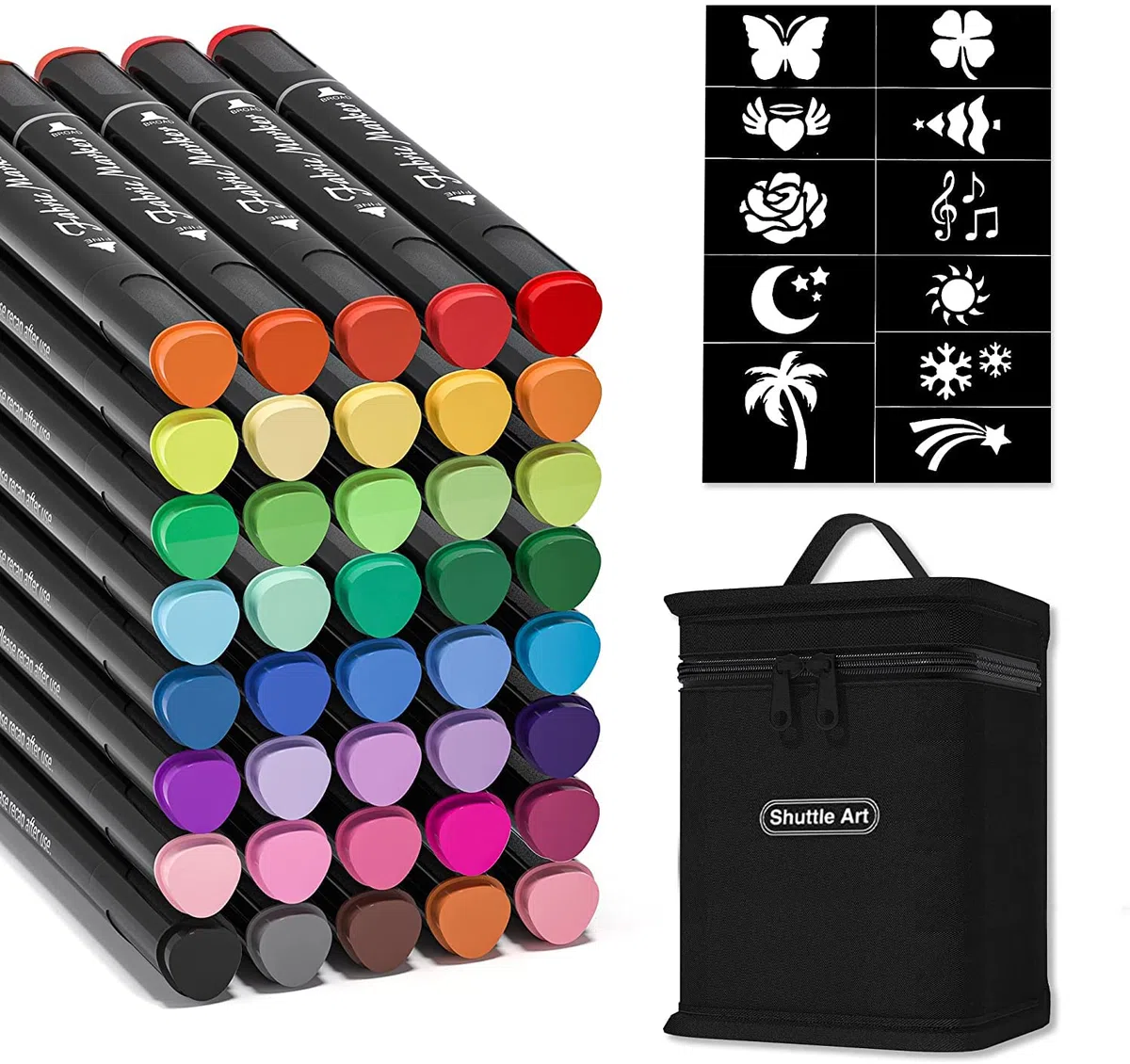 Shuttle Art Textilstifte Waschmaschinenfest, 40 Farben Textilmarker Set mit Doppelspitzen, Stoffmalstifte Waschfest, ungiftig und säurefrei, für T-Shirts, Beutel, Sportschuhen, Jeans geeignet