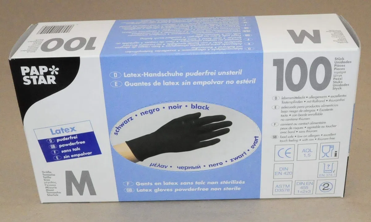 Papstar 10015 Handschuhe, Latex, schwarz, 7.50 x 24 x 12.50 cm