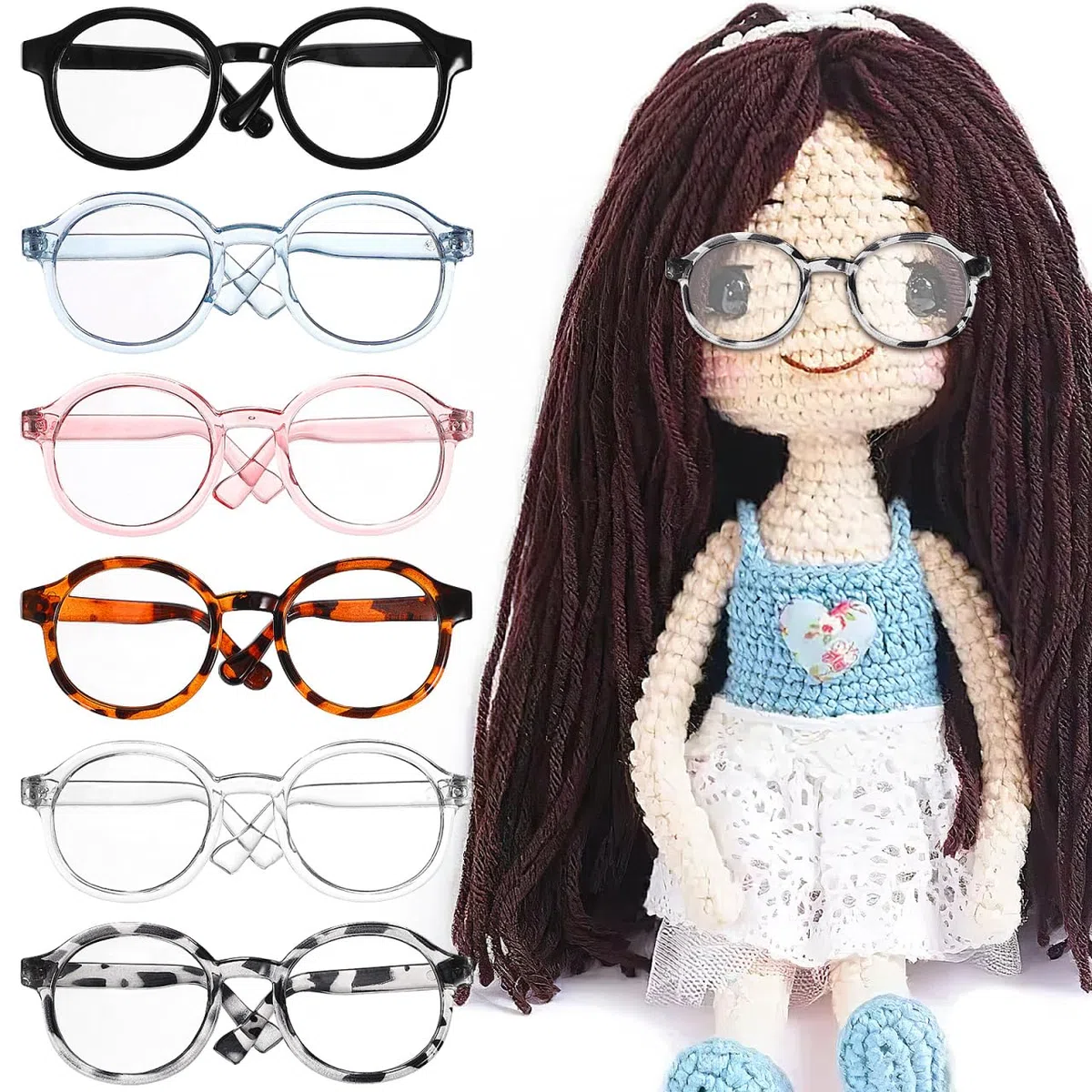 BESTonZON Mini Brillen Set Für Puppen 6 Stück Kunststoff Kleine Brillen Für Baumwollpuppen Amigurumi Zubehör Puppenhaus Basteln