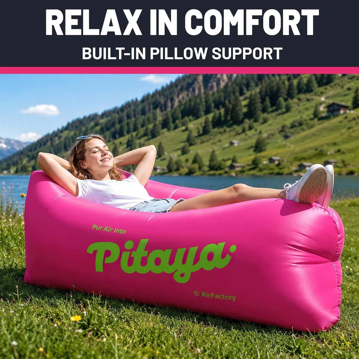 Aufblasbare Couch, Airlounge, Strandliege Aufblasbar, Camping Sofa Aufblasbar, LuftSofa, Tragbar Inflatable Sofa, Liegesack Outdoor für Strand, Reisen, Camping, Picknicks(B)