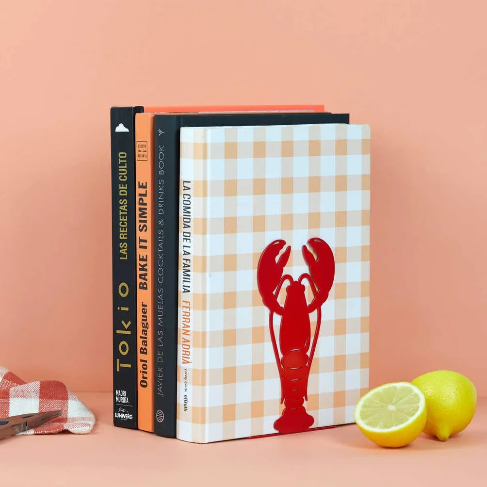 Balvi Buchstütze Lobster Rot Farbe Originelles Design in Form eines Hummers Metall