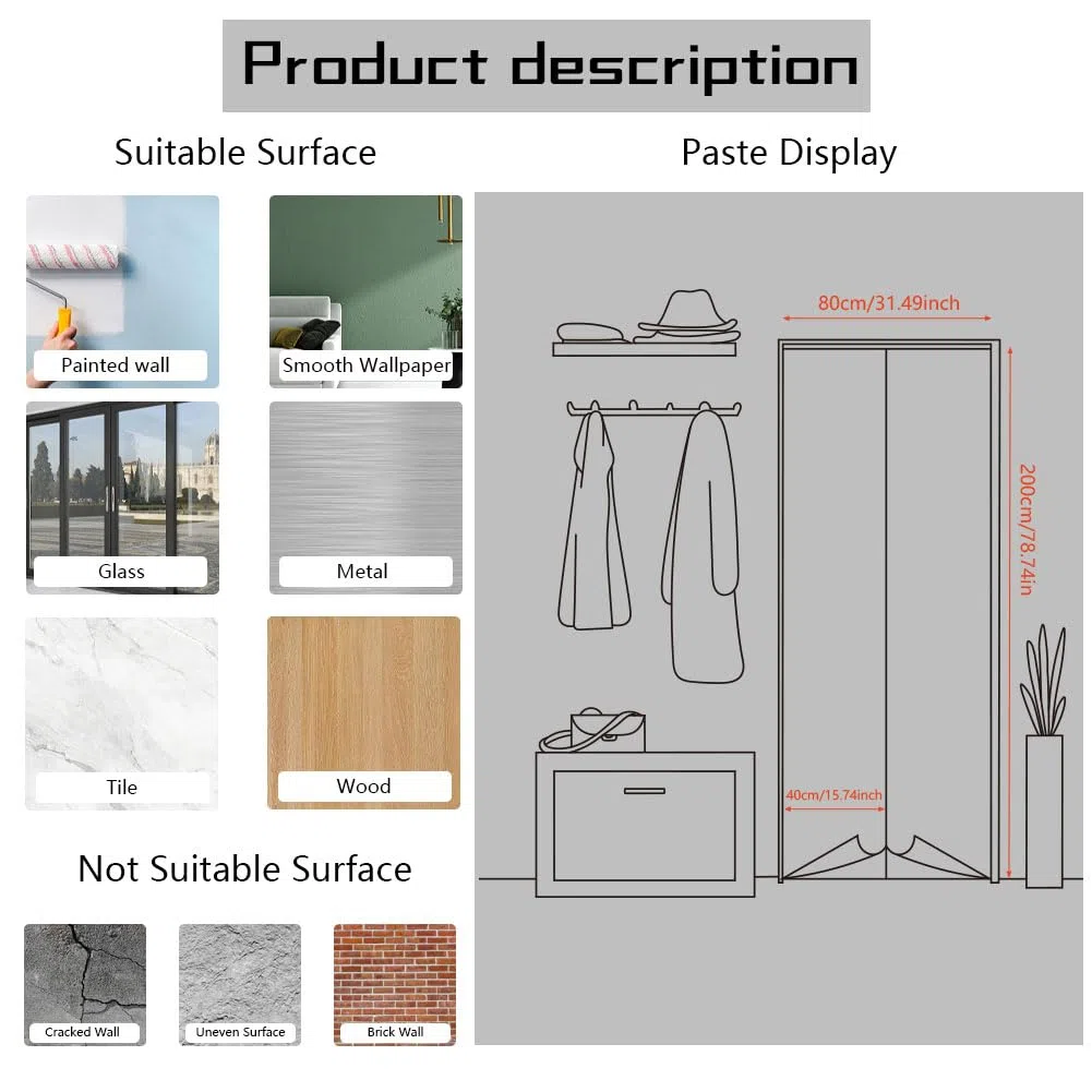 arricraft 2 Stück Selbstklebender Türaufkleber 80cm X 200cm /31.5"X78.7" Bücherregal Muster Tür Wandbilder Aufkleber PVC Tür Abnehmbare Tapete Dekoration Für Schlafzimmer Wohnzimmer