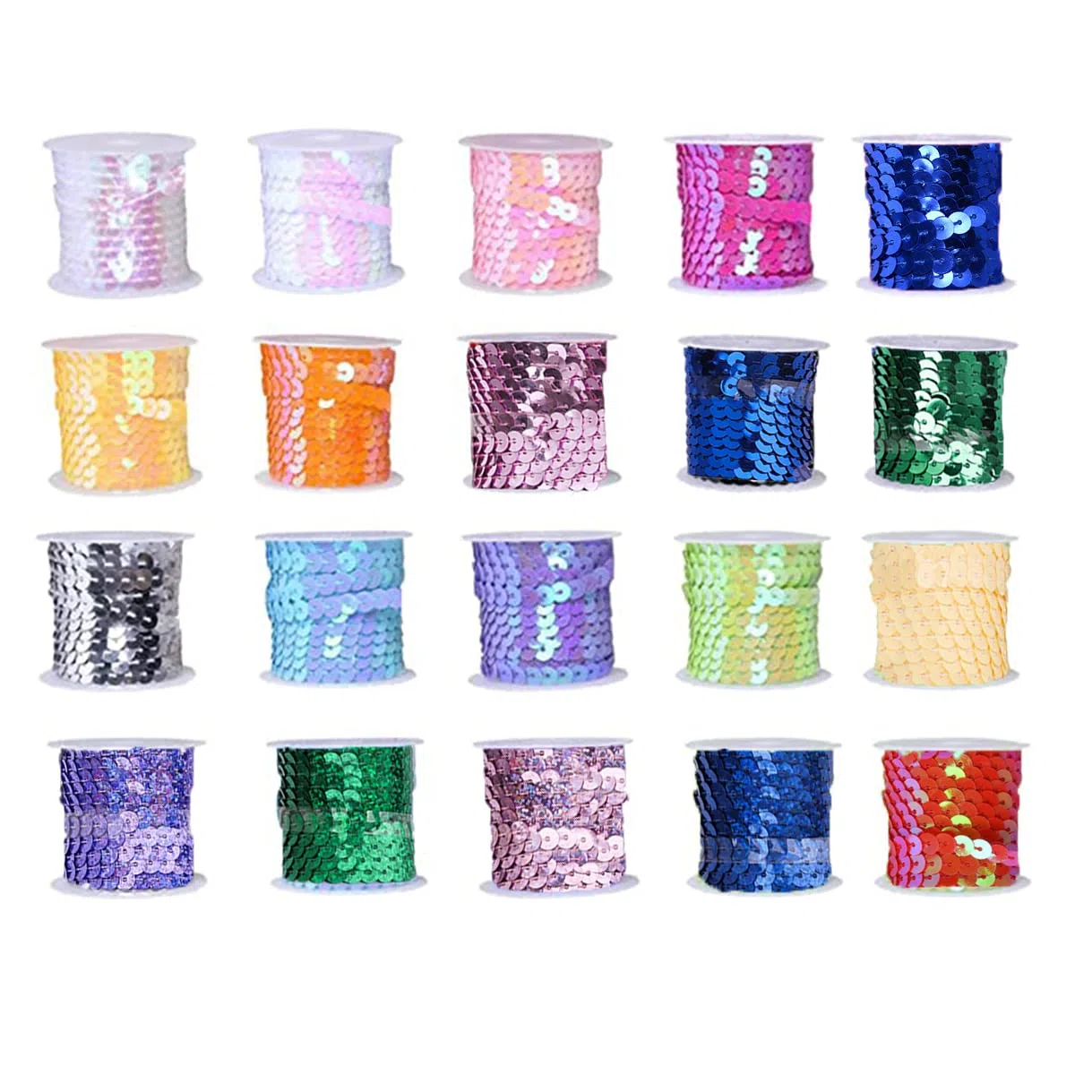 5Yards ×20 Rollen Pailletten Bänder Paillettenband Flache Glitzerband Borten Pailettenbänder Paillettenborte Für Diy Handwerk Nähen Schmuck Machen Basteln Kleid Dekorieren
