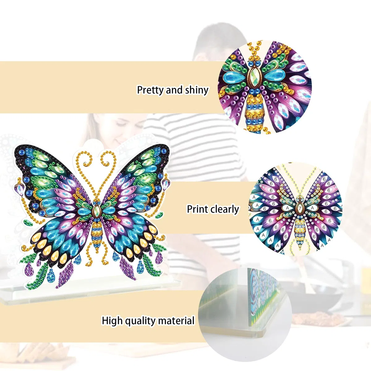 DCIDBEI Diamond Painting Serviettenhalter 15cm x15cm Diamant Painting Serviettenspender für Tisch Küchenzubehör Diamant Malerei Servietten Halterung zum Dekorieren Schmetterling Serviettenständer