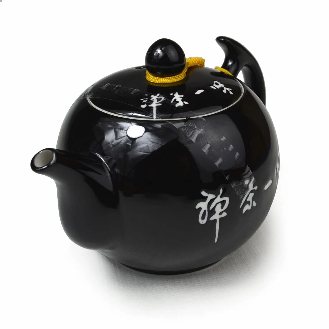 Xishi Porzellan-Teekanne, 284 ml, kleine Teekanne, chinesisches Gongfu-Teeset, Keramikkessel, Schwarz