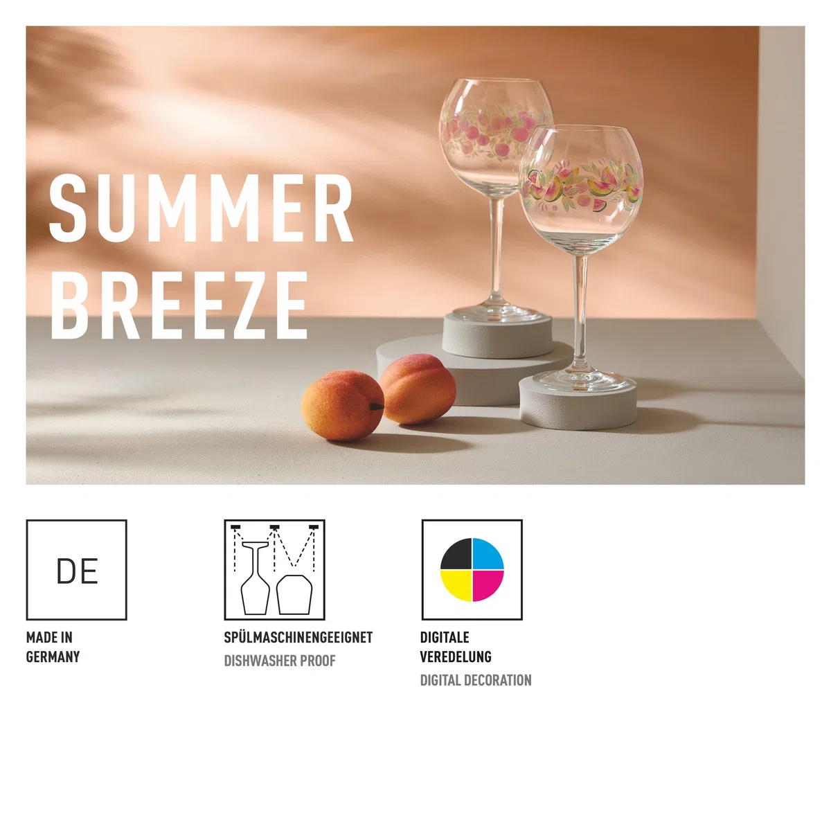 RITZENHOFF 6321001 Aperitif-Glas 500 ml - 2er-Set - Summer Breeze - für Cocktails, mit Frucht-Motiv bunt - Made in Germany