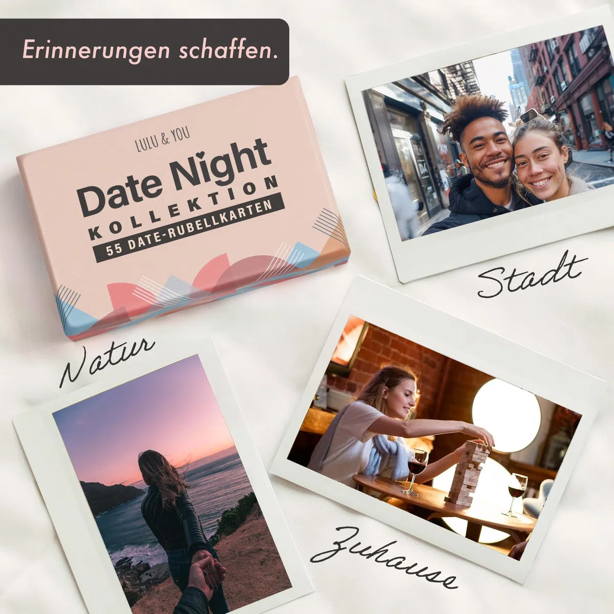 Lulu & You 55 Rubbelkarten für Paare – Kreative Ideen für Date Nights – Romantisches Geschenk für Paare – Überraschende Date Night Cards als gemeinsame Zeit Geschenk