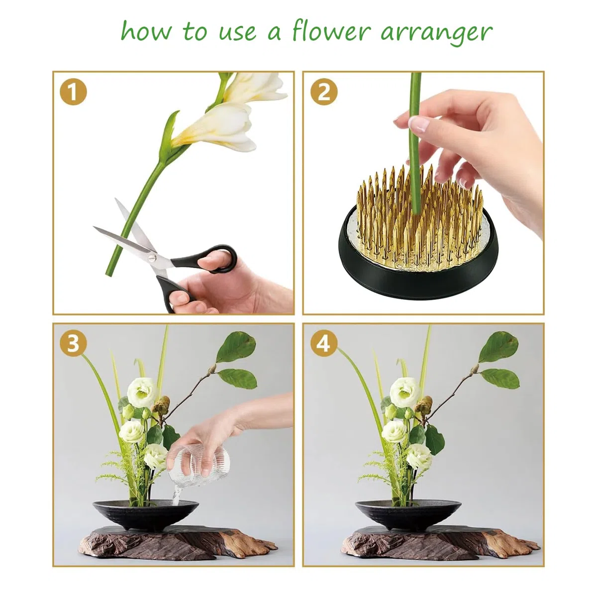 4 Stück Ikebana Kenzan, Flower Frog, Blumensteckigel Rund, Runder Ikebana, Blumen Frosch Edelstahl, Steckigel Blumen, für Blumenarrangements, Zuhause, Büro, Teestube, Blumenladen