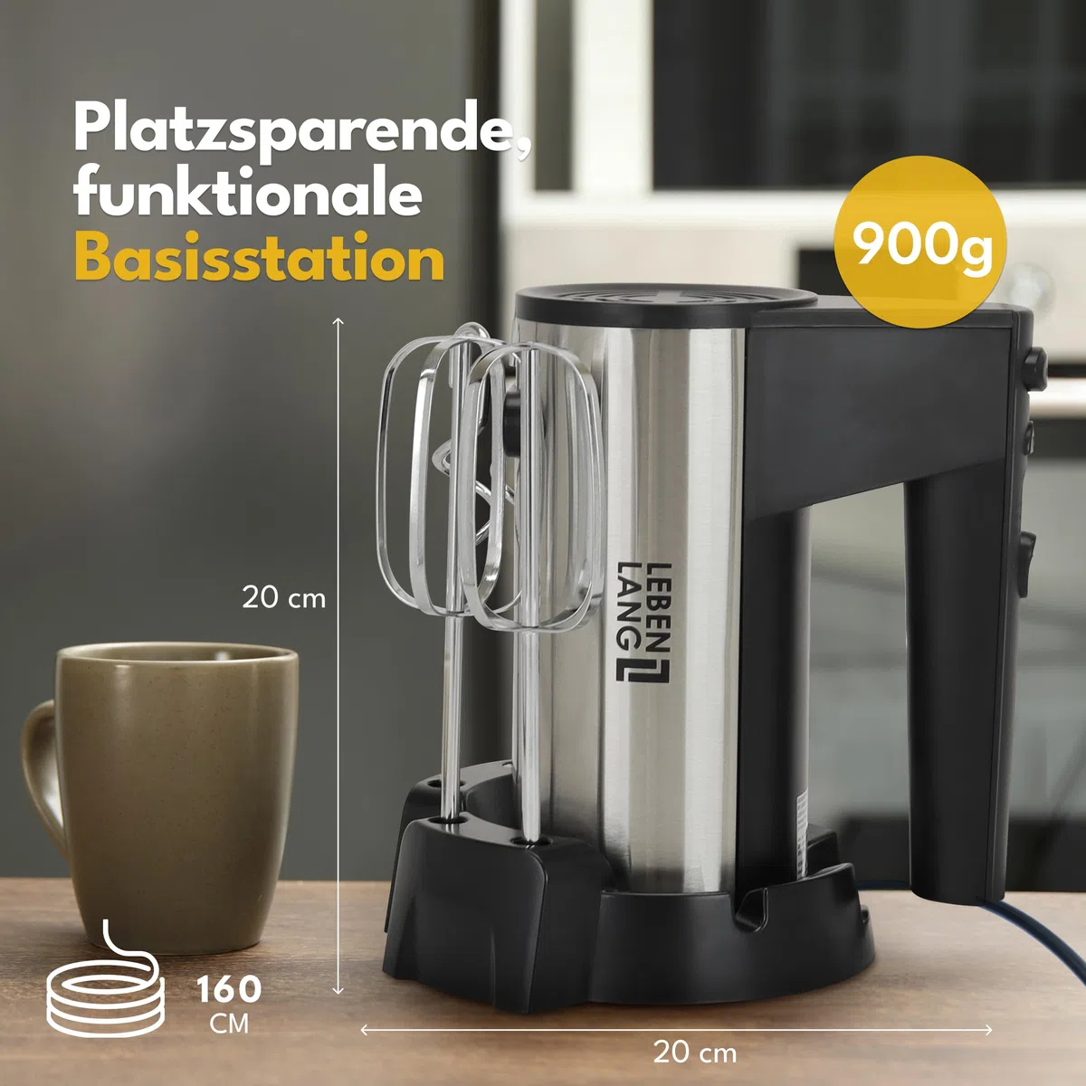 LEBENLANG 400W Handmixer Handrührgerät - 5 Stufen & Turbo Inkl. Standhalterung I Hand Mixer Handrührer Rührgerät Rührmaschine Küche I Mikser electric Handrührgeräte Küchengeräte Handmixe Mixer Küche