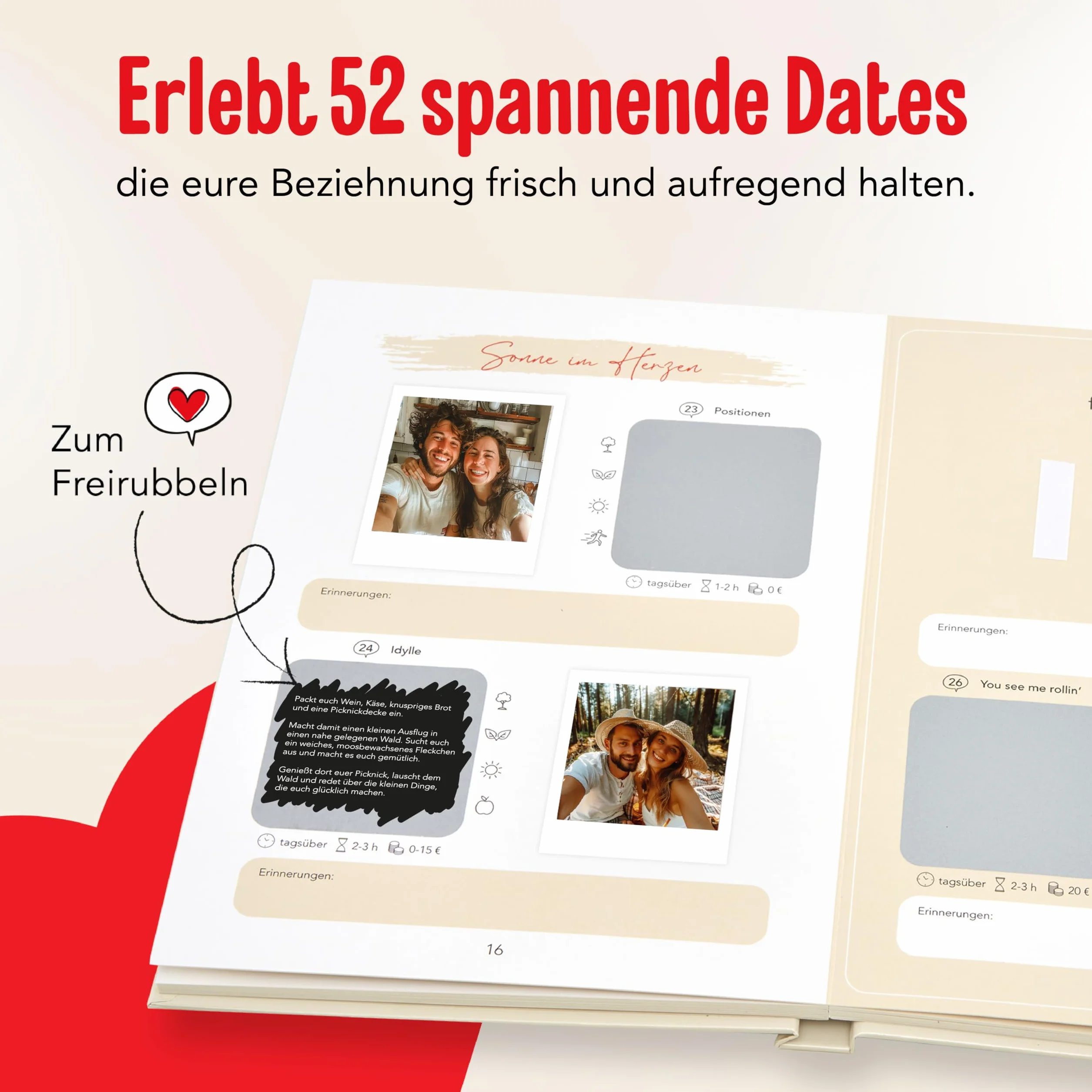 Unser Date Buch | 52 Date Ideen für Paare zum Freirubbeln | Bucket List für Pärchen | Jahrestag Geschenk für ihn & sie | Paar Geschenke zum Valentinstag oder Weihnachten für Freund & Freundin