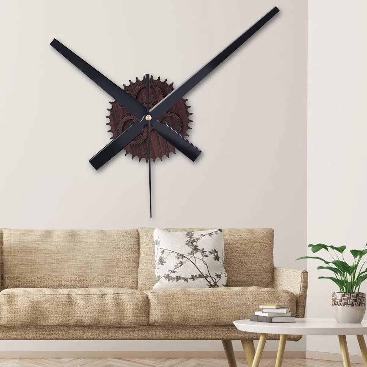 Nizirioo 3D Uhrzeiger Wanduhr Vintage, DIY 3D Wanduhren, 3D-Uhrzeiger Uhrwerk mit Zeiger, Zahnräder aus Holzmaserung, Große Wanduhrzeiger 42cm für Wohnzimmer Restaurant Büro