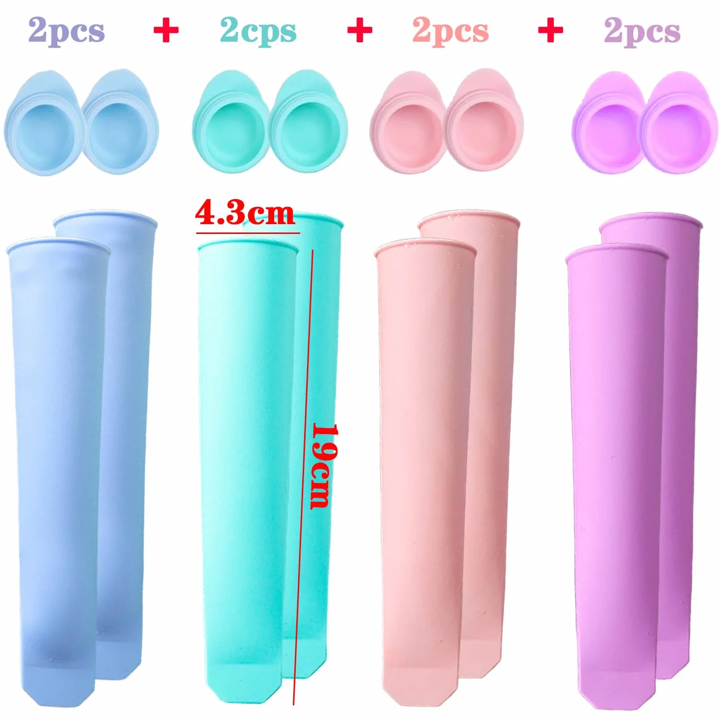 KEELYY Eisformen Silikon 8 Stück Eisformen eis am stiel Silikonform Eistüten mit Deckel, Wassereis Formen Tüten Wiederverwendbar Popsicle Eisform für Wassereis