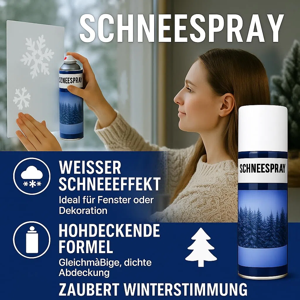 4er Set Kunstschnee - Spraydose 111ml mit Dekoschnee - Schneespray zum Dekorieren zu Weihnachten - Fensterspray Spühschnee - Künstlicher Schnee für die Fenster